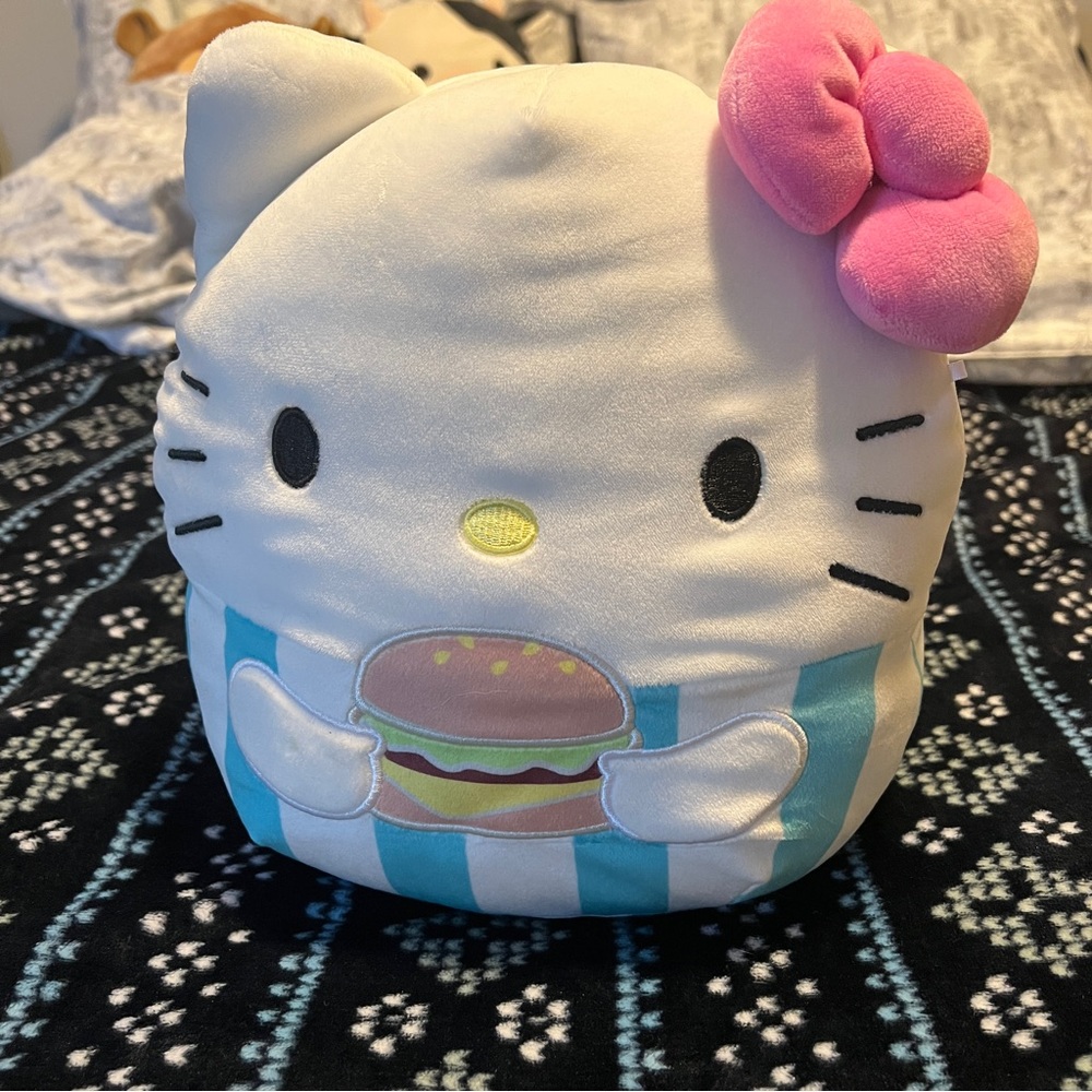Hello Kitty Cheeseburger Sanrio Squishmallow Kawaii 10” Plush Stuffed Toy Cute